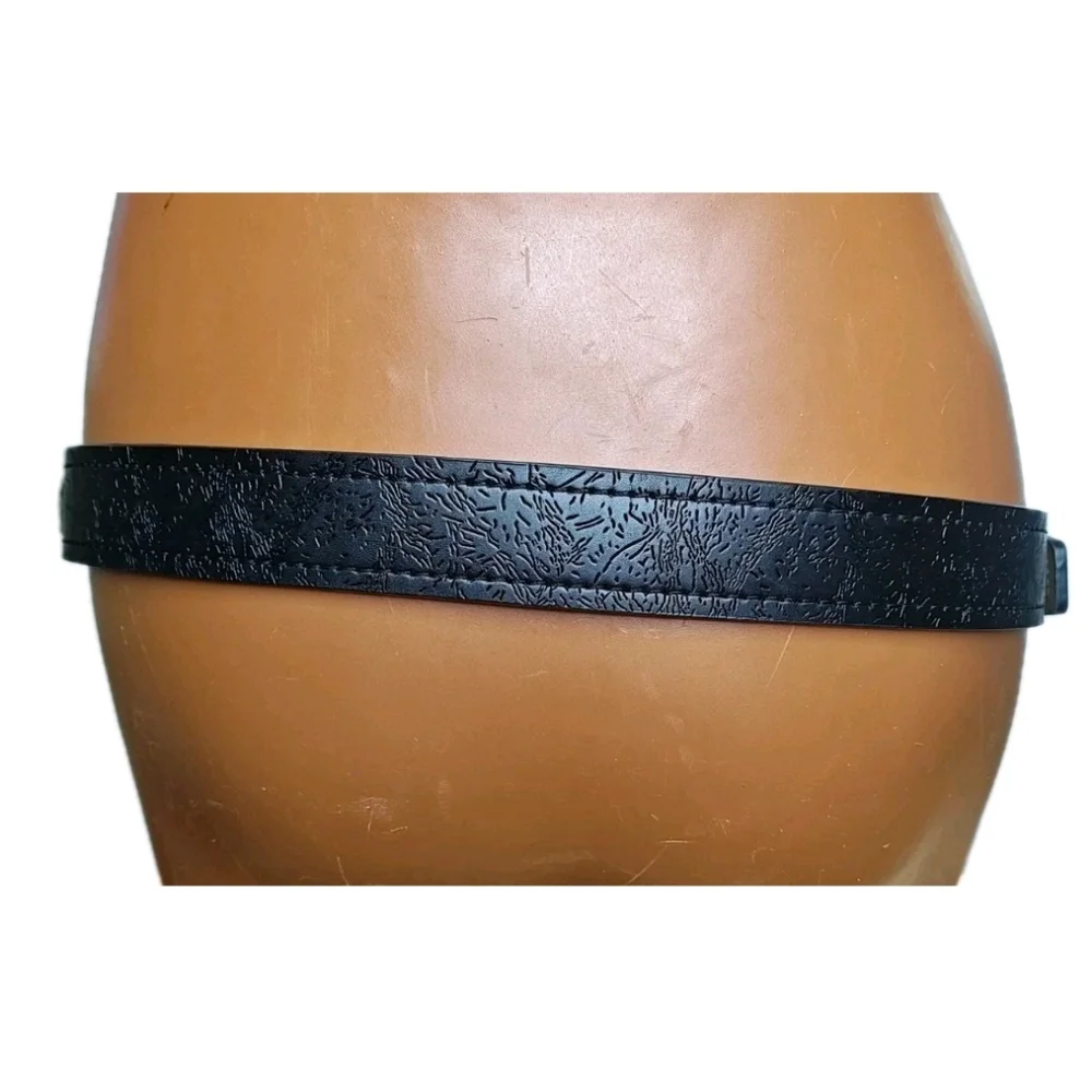 Mio Marino Collection Geninue Leather Dress Belt Men Sz 38 Black Etched W 1.5